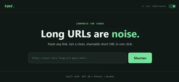 Interface de um encurtador de links com campo para inserir uma URL